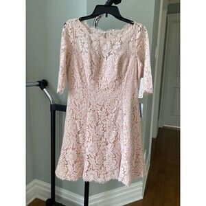 Eliza J Women' Lace Fit & Flare Cocktail Dress Pink Petite Size 10P $210 fits P6